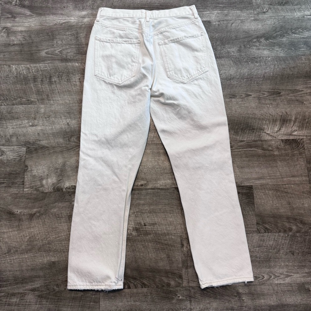 Agolde Riley High Rise Straight Crop Button Fly Veil Off White Jeans Womens 27 - Picture 2 of 10